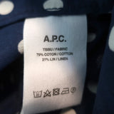 A.P.C. Ruched Skirt Blue Polka Dot Cotton-Linen Size 34
