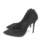 Giuseppe Zanotti Pumps Lucrezia Black Mesh-Inset Suede Size 39 Pointed Toe Heels