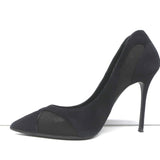 Giuseppe Zanotti Pumps Lucrezia Black Mesh-Inset Suede Size 39 Pointed Toe Heels