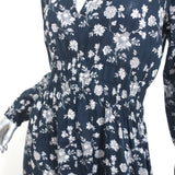 Local Maxi Dress Ida Navy Floral Print Cotton Size Medium Long Sleeve NEW