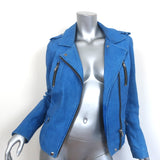 IRO Anabela Leather Biker Jacket Blue Size 1 Moto Jacket