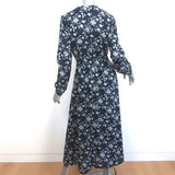 Local Maxi Dress Ida Navy Floral Print Cotton Size Medium Long Sleeve NEW