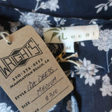 Local Maxi Dress Ida Navy Floral Print Cotton Size Medium Long Sleeve NEW