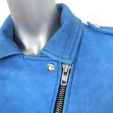 IRO Anabela Leather Biker Jacket Blue Size 1 Moto Jacket