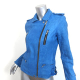 IRO Anabela Leather Biker Jacket Blue Size 1 Moto Jacket