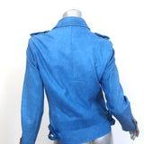 IRO Anabela Leather Biker Jacket Blue Size 1 Moto Jacket