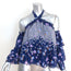 MISA Cold-Shoulder Blouse Navy Floral Print Size Extra Small Halter Top