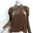 Ulla Johnson Puff Sleeve Blouse Giles Brown Velvet Size 0 Ruffle Neck Top