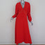 Victoria Beckham Chain-Embellished Dress Red Crepe Size US 8 Long Sleeve Midi