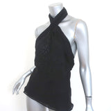 Gucci 2006 Beaded Halter Top Black Silk Chiffon Size 42 NEW