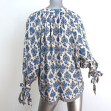 Natalie Martin Tie-Sleeve Top Renata Ivory/Blue Cyprus Print Size Extra Small