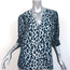 A.L.C. Puff Sleeve Top Elton Blue Leopard Print Size 10 V-Neck Blouse