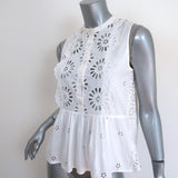 SEA Exploded Eyelet Sleeveless Top White Cotton Size 4