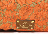 Valentino Glam Reversible Lace Tote Orange/Tan Large Crossbody Shoulder Bag
