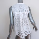 SEA Exploded Eyelet Sleeveless Top White Cotton Size 4