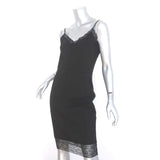 Sanctuary Slip Dress Black Lace-Trimmed Stretch Ponte Size Large NEW