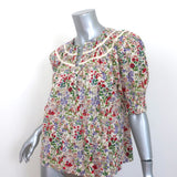 THE GREAT Storyteller Top Cream Floral Print Size 1 Short Sleeve Blouse NEW