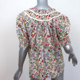 THE GREAT Storyteller Top Cream Floral Print Size 1 Short Sleeve Blouse NEW