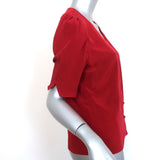 FRAME Puff Sleeve Top Olivia Lipstick Red Silk Size Small Button-Up Blouse