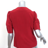 FRAME Puff Sleeve Top Olivia Lipstick Red Silk Size Small Button-Up Blouse