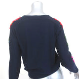 Chloe Floral-Embroidered Sweater Navy Size Extra Small Crewneck Pullover
