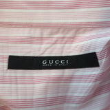 Gucci Long Sleeve Button Down Shirt Pink/Red Striped Cotton Size 43 / 17