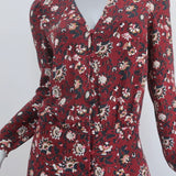 Veronica Beard Riggins Flounce Mini Dress Bordeaux Floral Print Silk Size 4
