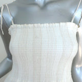 Joie Midi Dress Jailene White/Gold Metallic-Striped Cotton Size Extra Small