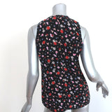 The Kooples Half-Zip Tank Top Black Floral Print Silk Size Extra Small