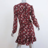 Veronica Beard Riggins Flounce Mini Dress Bordeaux Floral Print Silk Size 4