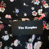 The Kooples Half-Zip Tank Top Black Floral Print Silk Size Extra Small