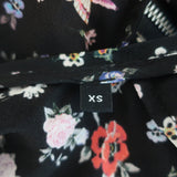 The Kooples Half-Zip Tank Top Black Floral Print Silk Size Extra Small