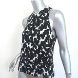 A.L.C. Double Layer Tank Top Findley Black/Blue Leopard Print Silk Crepe Size 6