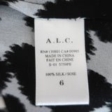 A.L.C. Double Layer Tank Top Findley Black/Blue Leopard Print Silk Crepe Size 6