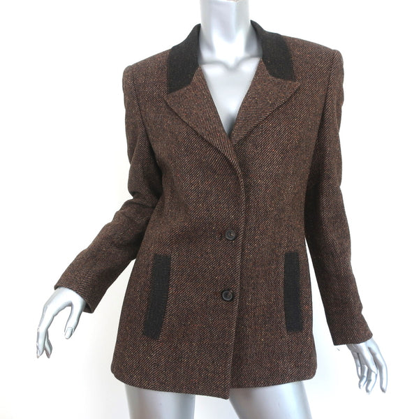 Vintage Valentino Miss V Tweed Blazer Brown Wool-Silk Size 42 Two-Butt –  Celebrity Owned