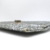 Anya Hindmarch Valorie Glitter Clutch Silver Small Evening Bag