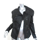 Vince Funnel Neck Leather Moto Jacket Black Size Medium NEW