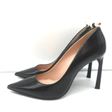 Lanvin Pearl Pumps Black Leather Size 36 Pointed Toe Heels