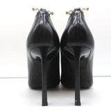 Lanvin Pearl Pumps Black Leather Size 36 Pointed Toe Heels
