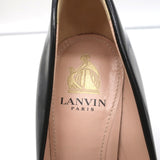 Lanvin Pearl Pumps Black Leather Size 36 Pointed Toe Heels