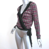 Missoni Wrap Sweater Fuchsia/Green Wool-Silk Wavy Knit Size 40