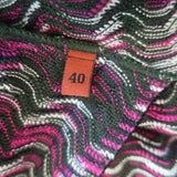 Missoni Wrap Sweater Fuchsia/Green Wool-Silk Wavy Knit Size 40