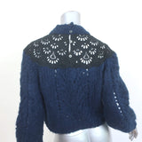 SEA Eyelet-Inset Sweater Navy Alpaca-Wool Size 2 Mock Neck Pullover