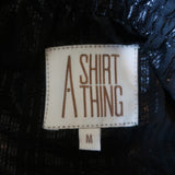 A Shirt Thing Stella Blouse Black Metallic Stripe Size Medium Short Sleeve Top