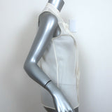 Theory Sleeveless Blouse Olim Cream Pleated Stretch Silk Georgette Size Petite