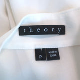 Theory Sleeveless Blouse Olim Cream Pleated Stretch Silk Georgette Size Petite