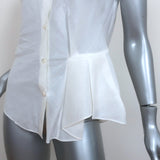 Theory Sleeveless Shirt Biaz Cream Ruffled Gauze Size Small Collared Blouse