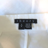 Theory Sleeveless Shirt Biaz Cream Ruffled Gauze Size Small Collared Blouse