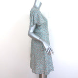 Trovata Birds of Paradis Button-Up Dress Blue/White Floral Print Size Medium NEW