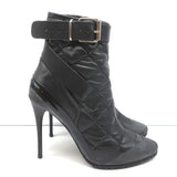 Burberry Brit Beverley 100 Ankle Boots Black Quilted Leather & Rubber Size 37